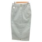 フェンディ FENDI デニムタイトスカート ステッチ ズッカ ロゴ刺繍 ダブルジップ 40 ライトブルー /JS ■GY19 レディース