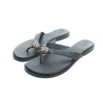 トリーバーチ TORY BURCH トングサンダル フラット レザー ロゴ ゴールド金具 7 24.5cm 黒 ブラック ■GY19 /MQ レディース