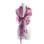 エミリオプッチ EMILIO PUCCI 大判ストール スカーフ 麻 リネン ロゴ プッチ柄 総柄 紫 ピンク ■GY19 /MQ レディース