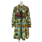 DOLCE&GABBANA 21AW シャツワンピース キッズ 子供服 シルク 長袖 ロング フルーツ フラワー 総柄 9/10 132-143cm マルチカラー