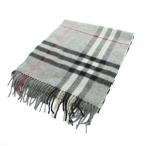バーバリー BURBERRY マフラー ストール カシミヤ ロゴ チェック柄 グレー ■GY42 /MQ メンズ