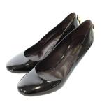 ルイヴィトン LOUIS VUITTON パンプス エナメル ラウンドトゥ ハイヒール パドロック 37.5 24.5cm 黒 ブラック /XZ ■GY19