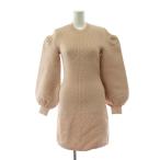 未使用品 フェンディ FENDI タグ付き キルティング ワンピース 36 ピンク 長袖 リブ編み ラウンドネック パフスリーブ ミニ丈 /PP