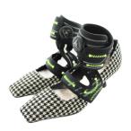 ショッピングdior Christian Dior × Roger Vivier 62-22 22AW パンプス キャンバス スクエアトゥ 千鳥格子 千鳥柄 アンクルベルト 35.5 22.5cm 黒 白