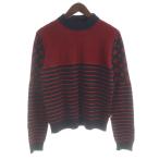 ルイヴィトン LOUIS VUITTON ニット セーター 長袖 カシミヤ ウール混 モノグラム M 黒 ブラック 赤 レッド FJKL08XZN