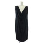 未使用品 フェンディ FENDI ワンピース 絹 シルク ノースリーブ ひざ丈 変形 ベルト 40 紺 ネイビー FD6570 AKA /XZ ■GY19