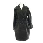 未使用品 フェンディ FENDI JEANS タグ付き スプリングコート ズッカ柄 44 黒 ブラック ダブル 長袖 ミドル丈 /PP ■GY44 レディース