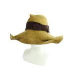 グッチ GUCCI ストローハット 麦わら帽子 リボン ロゴ M 茶 ブラウン ■GY19 /MQ ■OH レディース