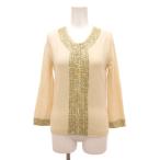 ショッピングスパンコール ルシアンペラフィネ LUCIEN PELLAT-FINET カーディガン ニット カシミヤ ピースマーク スパンコール S 白 ホワイト /JS ■GY19