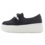 i-boruEVOL плоская обувь туфли без застежки оборка жемчуг M чёрный черный /SR #GY64 женский 