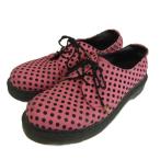 DR.MARTENS 1461 3 отверстие обувь оксфорды кожа полька-дот точка рисунок flocky обработка US8 25cm розовый чёрный 