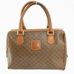  Celine CELINE Vintage Mini сумка "Boston bag" ручная сумочка PVC кожа Macadam рисунок общий рисунок Trio mf Logo чай цвет Brown 