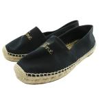  Celine CELINE эспадрильи туфли без застежки спортивные туфли обувь Logo парусина 37 24cm чёрный черный /IR #GY27 женский 