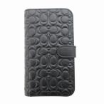 Coach COACH прекрасный товар iPhone12 для смартфон кейс покрытие блокнот type signature тиснение кожа чёрный черный /HO^ 0302