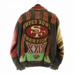 ジェフハミルトン JEFF HAMILTONNFL NFL 49ERS XXIX 1995年 優勝記念 スタジアムジャンパー スタジャン レザー ジャケット ブルゾン マルチ