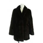 アルティマ Altima 毛皮コート ミンクファー ミドル 絹 シルク ネーム刺繍入り 茶 ブラウン ■GY18 /MQ レディース