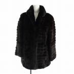 ノーブランド品 毛皮コート ミンクファー 長袖 総裏地 ミドル 11 L 茶 ブラウン ■GY18 /MQ レディース