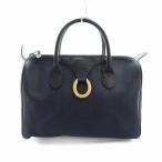 クリスチャンディオール Christian Dior ヴィンテージ トロッター ミニ ボストン バッグ ハンド レザー ゴールド金具 紺 ネイビー