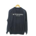 バーバリーゴルフ BURBERRY GOLF ピステ プルジャケット ラウンドネック 長袖 内側メッシュ 撥水加工 プリント ロゴ スポーツ L 紺