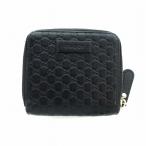 グッチ GUCCI マイクログッチシマ 二つ折り財布 ウォレット レザー ロゴ ラウンドファスナー 黒 ブラック ■GY18 /MQ レディース