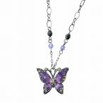 アナスイ ANNA SUI ネックレス アクセサリー ペンダント バタフライ 蝶々 ラインストーン ロゴ シルバー色 紫 ■GY11 /MQ レディース