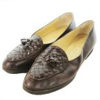 ボッテガヴェネタ BOTTEGA VENETA ローファー タッセル イントレチャート レザー 靴 シューズ 37 24cm 茶 ブラウン レディース