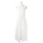 ケイトスペード KATE SPADE レースワンピース シャツワンピース ロング ノースリーブ シェルボタン ベルト付き 2 M 白 ホワイト