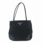 プラダ PRADA ハンドバッグ トート ナイロン レザー 三角プレート ロゴ 黒 ブラック ■GY18 /MQ レディース