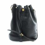 グッチ GUCCI ショルダーバッグ レザー シボ革 インターロッキング ロゴ 巾着型 黒 ブラック ■GY18 /MQ ■OH レディース