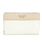 ケイトスペード KATE SPADE 二つ折り財布 ウォレット レザー 小銭入れあり パスケース バイカラー ロゴ 白 ホワイト /AO3 ■GY18