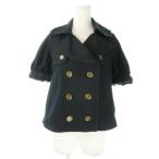 バーバリーブルーレーベル BURBERRY BLUE LABEL ジャケット ショートトレンチ ダブルボタン 半袖 36 S 紺 ネイビー /AO15 ■GY18