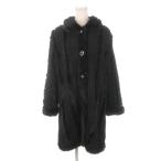 ディピテ Di Pita ロング コート ミンクファー トリミング 毛皮 ステンカラー 切替 パイル生地 黒 ブラック /MN10 ■GY18 レディース