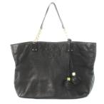 トリーバーチ TORY BURCH ハンドバッグ トートバッグ レザー 本革 ダブルTロゴ 型押し タッセル 黒 ブラック /CK9 ■GY18 レディース