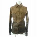 ディー&ジー ドルガバ ドルチェ&ガッバーナ D&G レザーシャツ 長袖 レギュラーカラー ウエスタン オイルド ラム レザー 38 茶