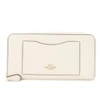 コーチ COACH 財布 ロングウォレット ラウンドファスナー 小銭入れあり レザー シボ ロゴプレート 白 ホワイト F54007
