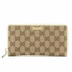 グッチ GUCCI GGキャンバス 長財布 ラウンドファスナー 小銭入れあり ロゴ レザー ベージュ 307980・493075 ■GY17 ■OH ■MT