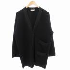 サルヴァトーレフェラガモ Salvatore Ferragamo ロングカーディガン ニット 長袖 切替 ウール M 黒 ブラック /GV ■GY18 メンズ