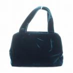 プラダ PRADA ハンドバッグ ミニトート ベロア ロゴ 青 ダークブルー B7658 ■GY18 /MQ ■OH レディース