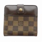 ルイヴィトン LOUIS VUITTON ダミエ コンパクトジップ エベヌ 二つ折り財布 小銭入れあり 茶 ブラウン N61668 CA0032 /MW