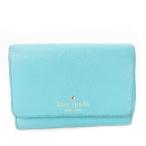 ケイトスペード KATE SPADE 二つ折り財布 ウォレット 小銭入れあり レザー シボ革 ロゴ 青 ブルー サックス /CK23 ■GY18 レディース