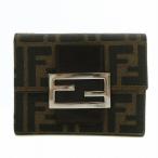 フェンディ FENDI ズッカ 三つ折り 財布 キャンバス レザー 総柄 FFロゴ シルバー金具 茶色 ブラウン 2270・31098・018 レディース