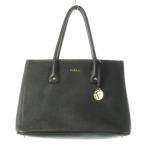 フルラ FURLA トートバッグ ハンドバッグ レザー 革 シボ革 ロゴ ゴールド金具 黒 ブラック /CK16 ■GY18 レディース