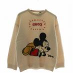 グッチ GUCCI × ディズニー Disney ニット セーター ウール 長袖 クルーネック ミッキーマウス ロゴ 刺繍 XS ベージュ 606203 XKA7Q