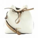 未使用品 フルラ FURLA コスタンザ ショルダーバッグ 巾着 レザー リボン ロゴ ゴールド金具 白 ホワイト /XZ ■GY18 レディース