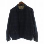 バーバリーズ Burberrys ヴィンテージ ブルゾン ステンカラージャケット 長袖 ジップアップ ロゴ チェック柄 M 紺 ネイビー