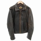 ハーレーダビッドソン HARLEY DAVIDSON ライダースジャケット シングル 革ジャン カウレザー 牛革 裏地キルティング XL 茶