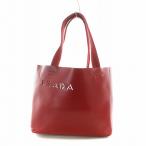 プラダ PRADA トートバッグ ハンド レザー パンチング ロゴ ポーチ付き 赤 レッド ■GY17 /MQ ■OH レディース