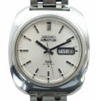 セイコー SEIKO 5actus 腕時計 ウォッチ 23石 自動巻き カレンダー付き デイト 白文字盤 ロゴ シルバー色 6106-8400