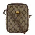 グッチ GUCCI ショルダーバッグ ポシェット ミニ PVC レザー GGスプリーム 総柄 インターロッキング ロゴ ベージュ 茶色 ブラウン