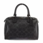 コーチ COACH ハンドバッグ ショルダー 2WAY PVC レザー シグネチャー 総柄 ロゴ シルバー金具 紺 ネイビー F57672